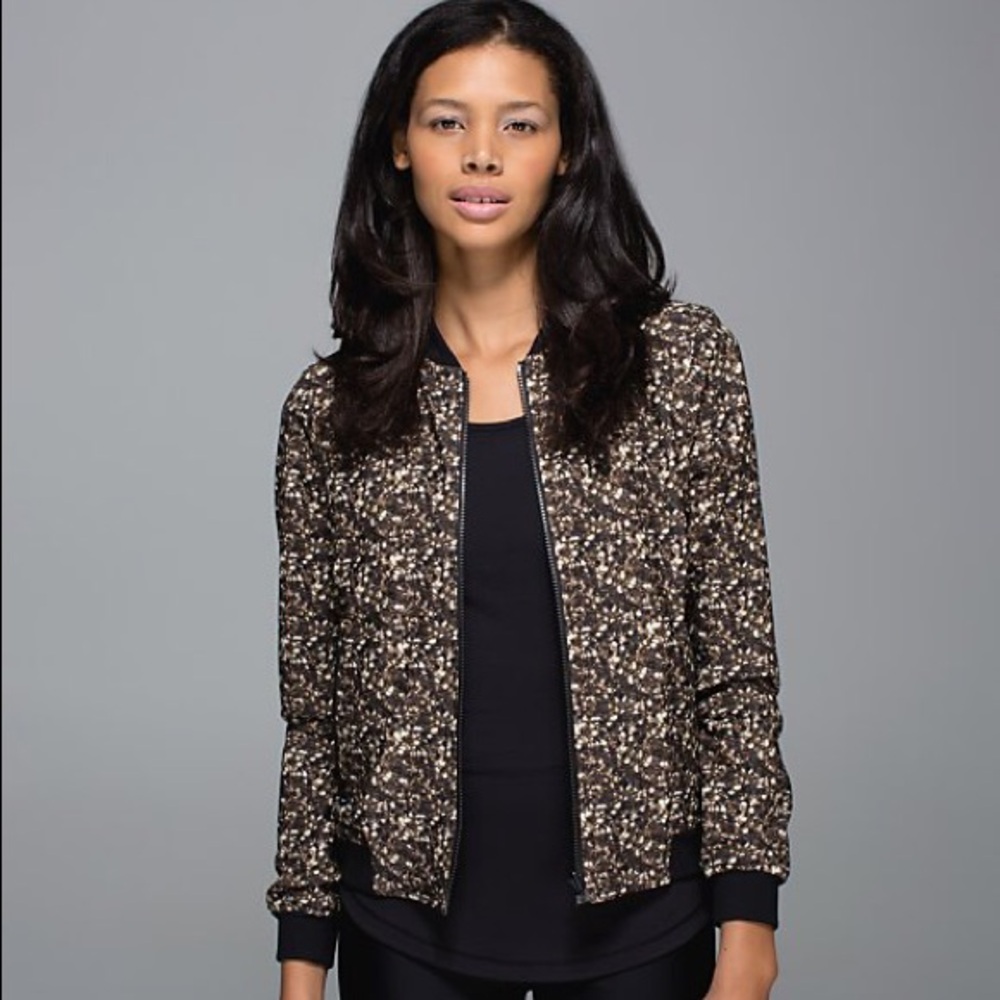 lululemon athletica Black and Gold Speckled Bomber Jacket